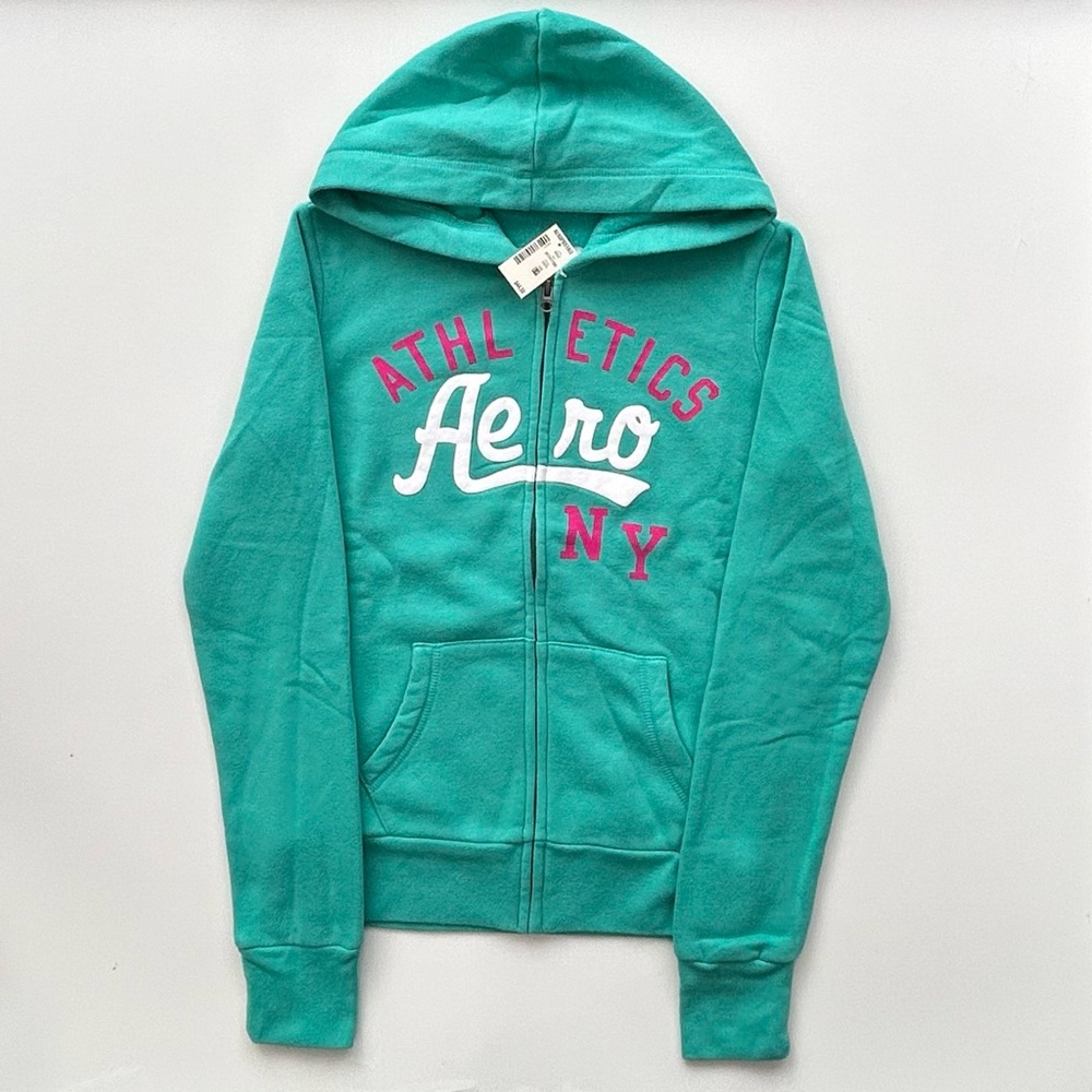 Aeropostale Athletics Aqua Blue Green Full Zip Hoodie Brand New Women’s Small